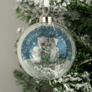 Personalised First Christmas as a Family Polar Bear Glass Bauble