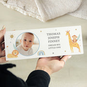 Personalised Safari Animals New Baby Photo Wooden Ornament