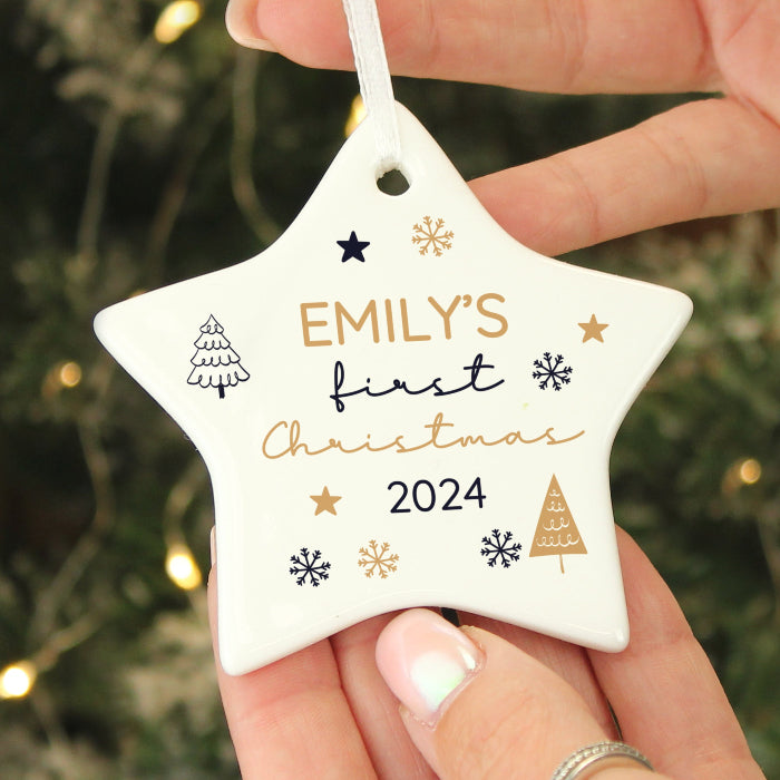 Personalised Baby’s First Christmas Star Christmas Tree Decoration