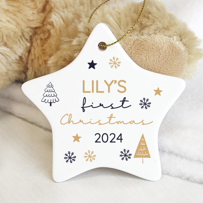 Personalised Baby’s First Christmas Star Christmas Tree Decoration