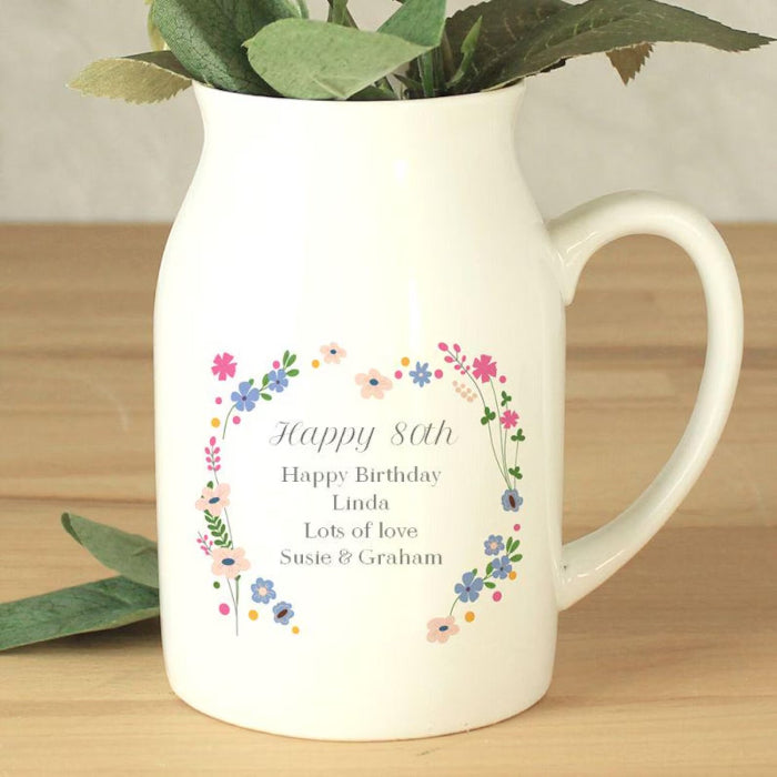 Personalised Floral Flower Jug Vase