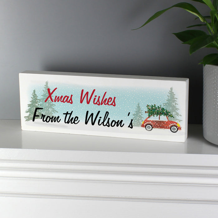 Personalised Driving Home For Christmas Wooden Mantel Sign