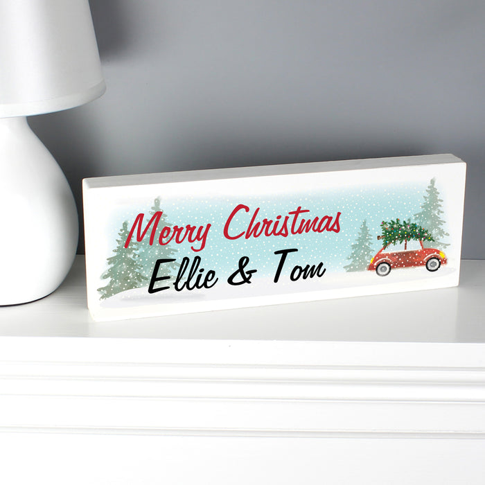 Personalised Driving Home For Christmas Wooden Mantel Sign