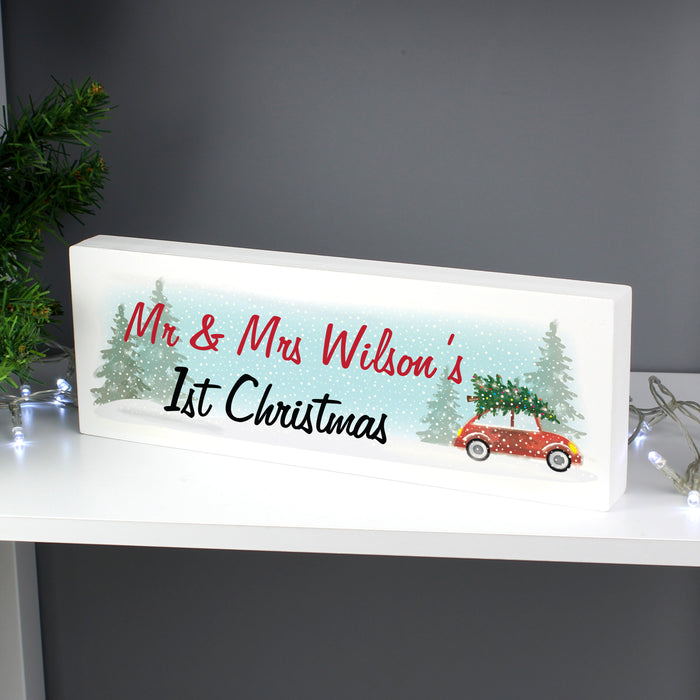 Personalised Driving Home For Christmas Wooden Mantel Sign