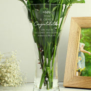 Engraved 2nd Anniversary Hand Cut Crystal Heart Vase