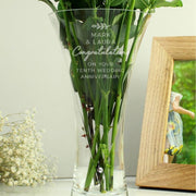 Engraved Anniversary Hand Cut Crystal Heart Vase - Any Message