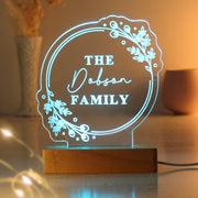 Personalised Floral Wooden Based LED Light - Free Delivery 