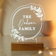 Personalised Floral Wooden Based LED Light - Free Delivery 