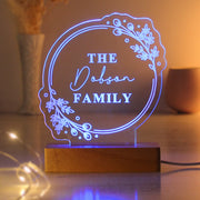 Personalised Floral Wooden Based LED Light - Free Delivery 