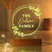Personalised Floral Wooden Based LED Light - Free Delivery 