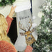 Personalised Stag Silver Grey Velvet Christmas Stocking