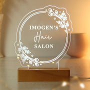 Personalised Floral Wooden Based LED Light - Free Delivery 