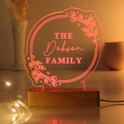 Personalised Floral Wooden Based LED Light - Free Delivery 