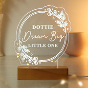 Personalised Floral Wooden Based LED Light - Free Delivery 