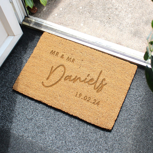 Personalised Mr And Mr Wedding Gift Doormat - Rectangle
