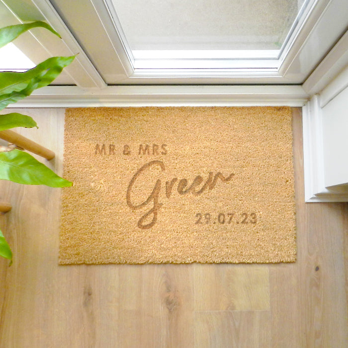 Personalised Mr And Mrs Wedding Gift Doormat - Rectangle