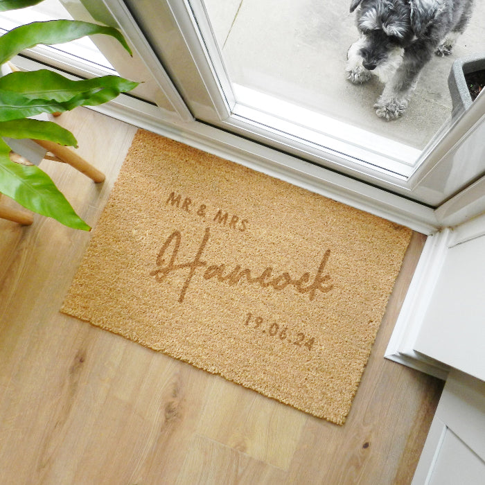 Personalised Mr And Mrs Wedding Gift Doormat - Rectangle