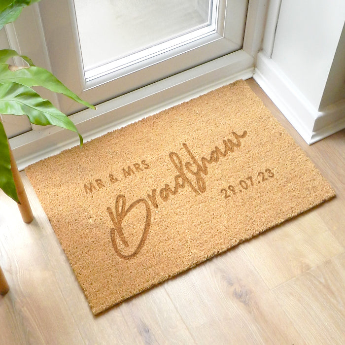 Personalised Mr And Mrs Wedding Gift Doormat - Rectangle