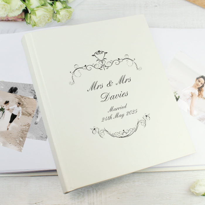 Personalised Black Ornate Swirl Traditional Wedding Photo Album
