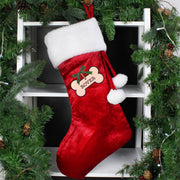 Personalised Dog Treats Red Velvet Christmas Stocking