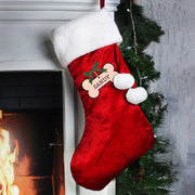 Personalised Dog Treats Red Velvet Christmas Stocking