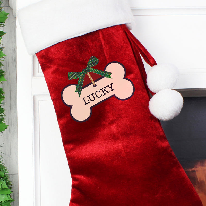 Personalised Dog Treats Red Velvet Christmas Stocking
