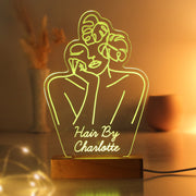 Personalised Fleur Fine Line Wooden Based LED Light