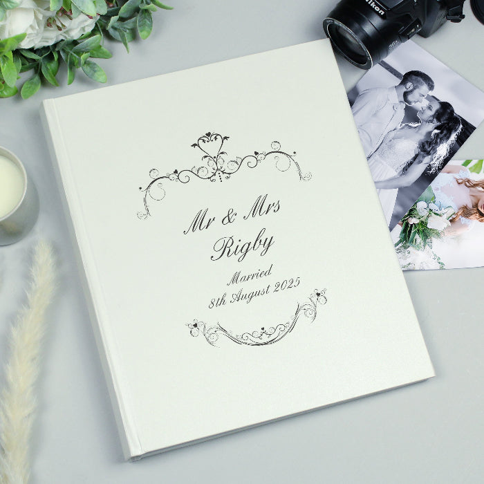 Personalised Black Ornate Swirl Traditional Wedding Photo Album