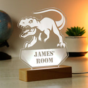 Personalised Dinosaur Wooden Based LED Light - Free Delivery
