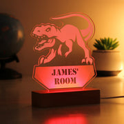 Personalised Dinosaur Wooden Based LED Light - Free Delivery