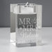 Personalised Mr & Mrs Wedding Glass Tea Light Candle Holder