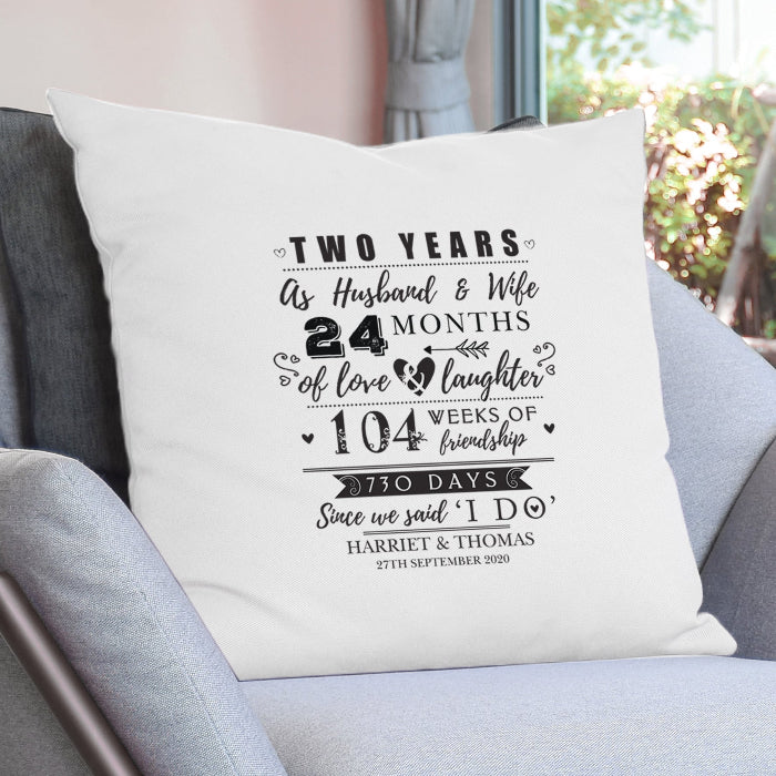 Personalised 2nd Wedding Anniversary Cushion
