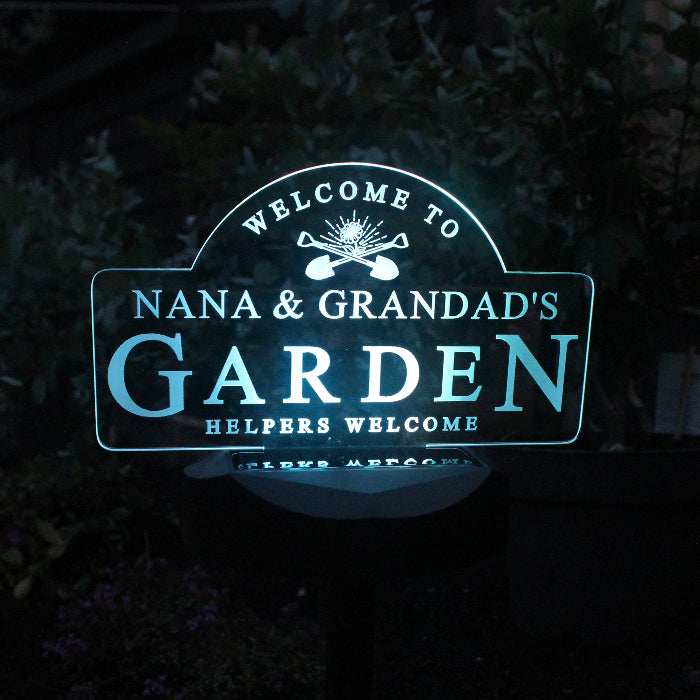 Personalised Welcome To Garden Sign Outdoor Solar LED Light