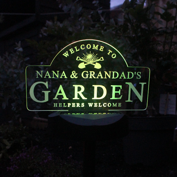 Personalised Welcome To Garden Sign Outdoor Solar LED Light