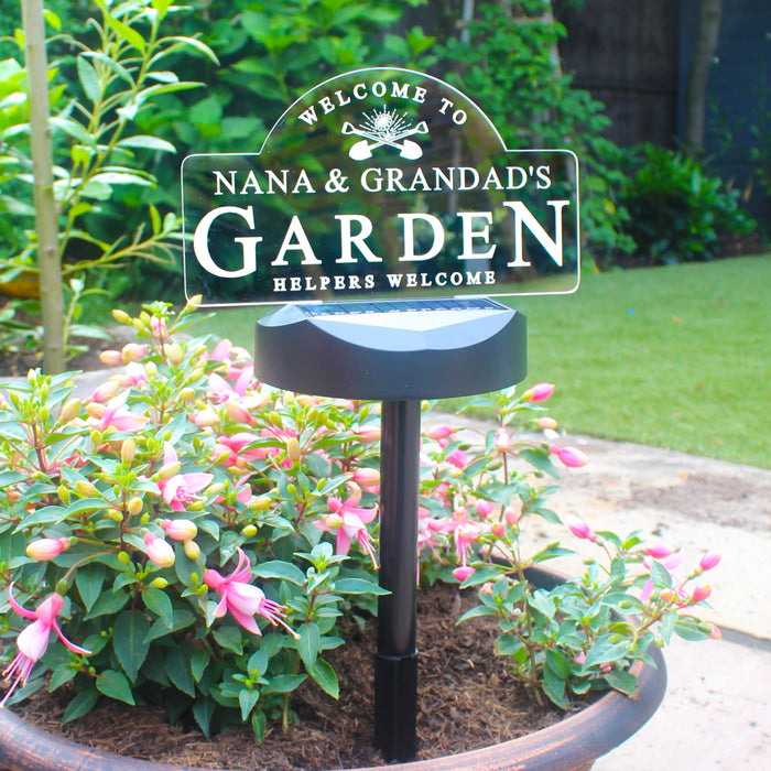 Personalised Welcome To Garden Sign Outdoor Solar LED Light