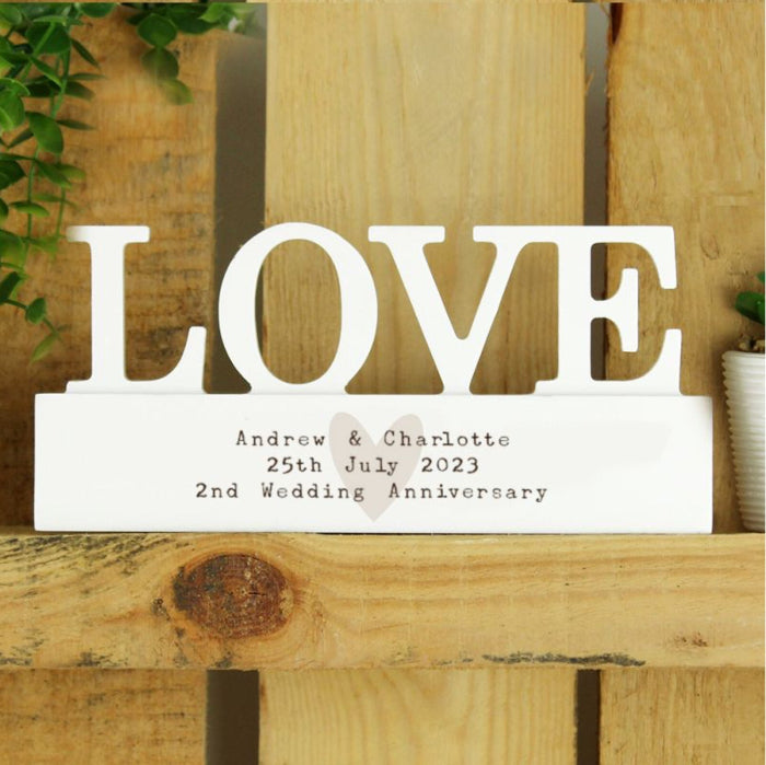 2nd Anniversary Wooden Love Ornament - Free Text