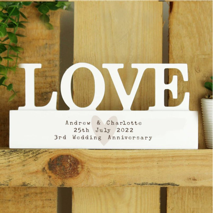 3rd Anniversary Wooden Love Ornament - Free Text
