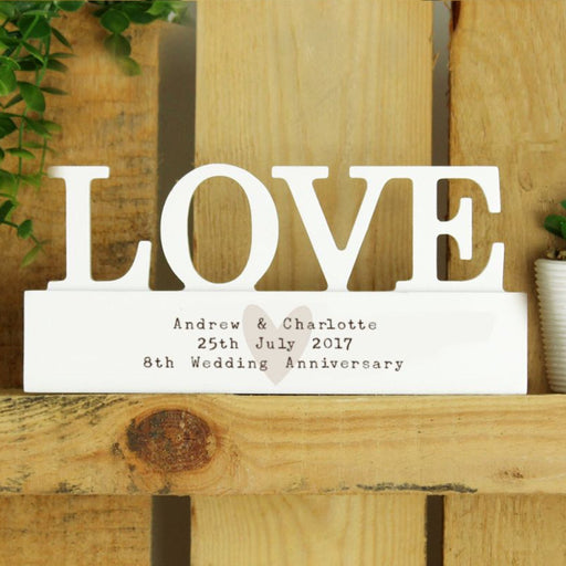 8th Anniversary Wooden Love Ornament - Free Text
