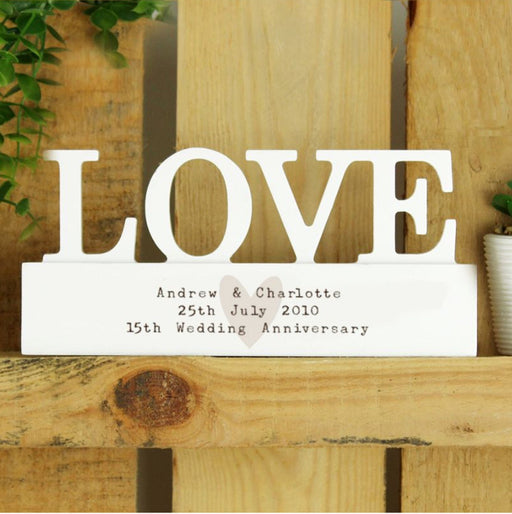 15th Anniversary Wooden Love Ornament - Free Text