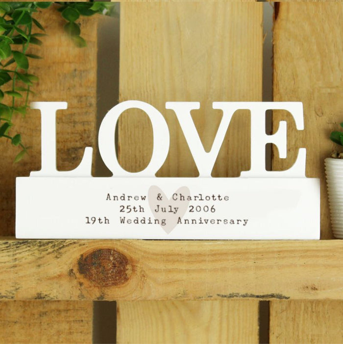 19th Anniversary Wooden Love Ornament - Free Text