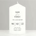 Personalised 2nd Anniversary Pillar Candle