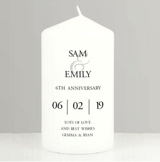 Personalised 6th Anniversary Pillar Candle