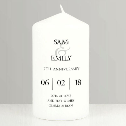 Personalised 7th Anniversary Pillar Candle
