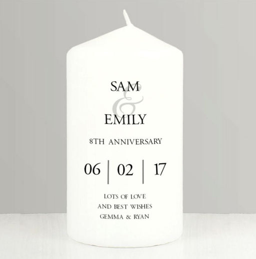 Personalised 8th Anniversary Pillar Candle