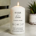 Personalised 5th Anniversary Pillar Candle