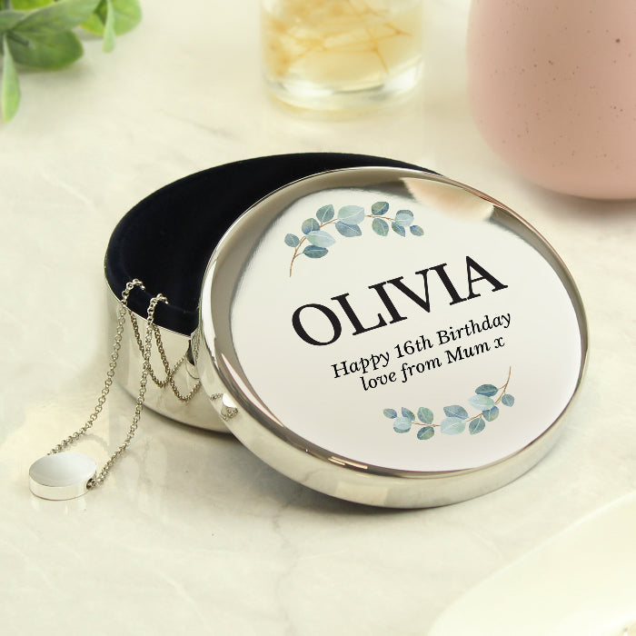 Personalised Botanical Birthday Trinket Box - Any Text