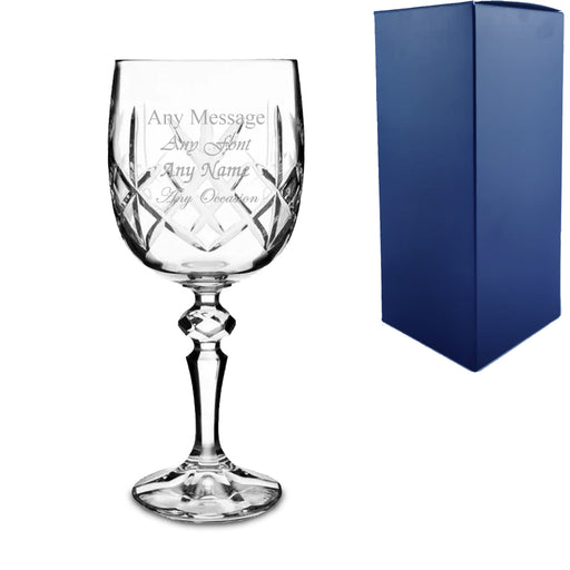 Engraved Crystal Wine Glass Goblet 