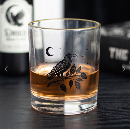 Gothic Homeware Perched Raven Drinking Glass