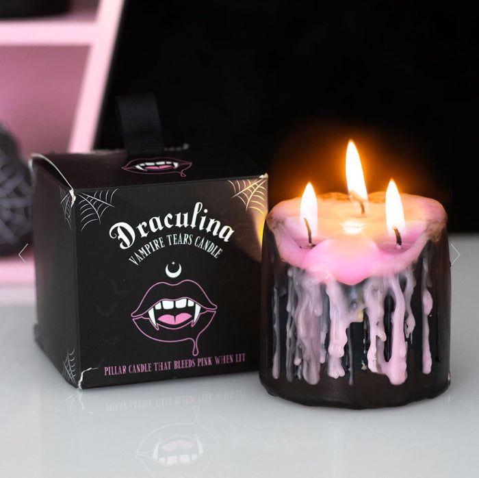 Gothic Homeware Small Pink Vampire Tears Pillar Candle