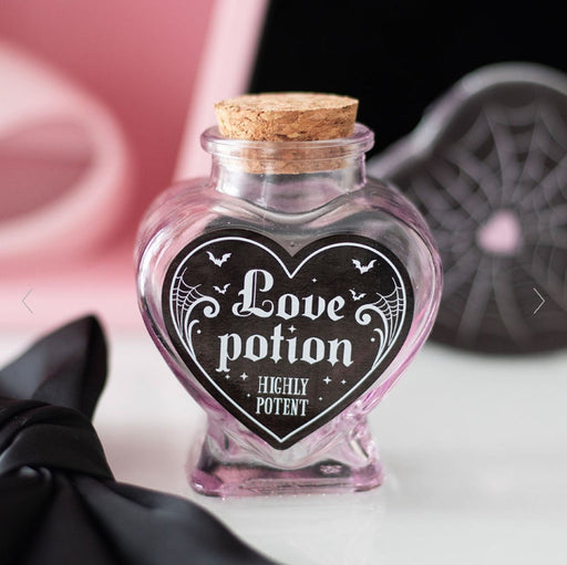 Gothic Homeware Love Potion Decorative Glass Heart Potion Bottle